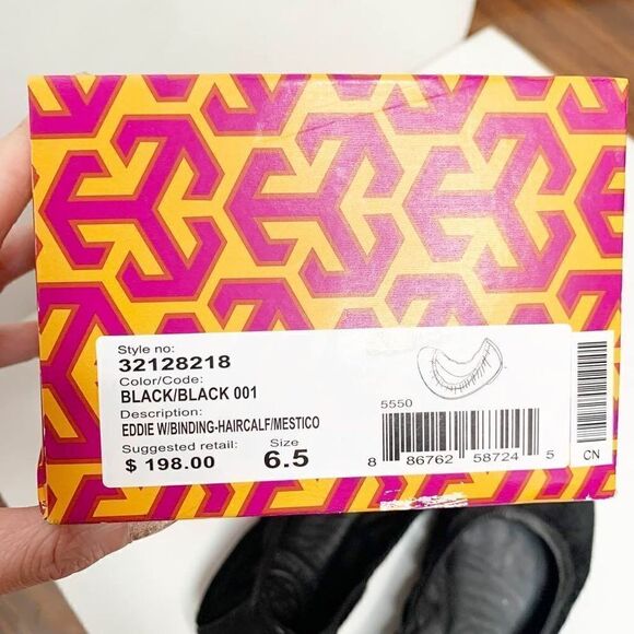 Tory Burch Eddie w/Binding- Haircalf/Mestico in Black Ballet Flats Women’s 6.5 M - Picture 6 of 11